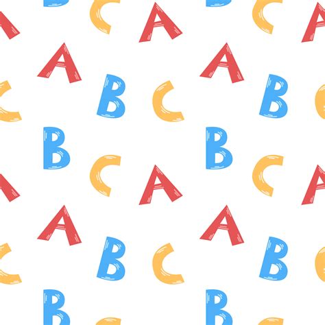 Vector Seamless Pattern With Abc Letters Cute Colorful Letters