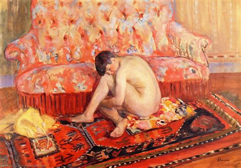 Artwork Replica Nude On Red Carpet 1920 By Henri Lebasque 1865 1937