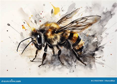 Honey Bee Watercolor Painting Hand-drawn Style Stock Illustration ...