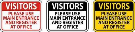 Visitors Use Main Entrance Sign On White Background 7049559 Vector Art