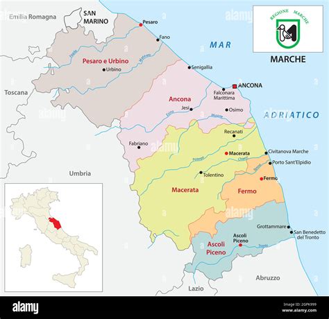 Mapa Administrativo Y Pol Tico De Las Marcas Con Bandera Imagen Vector