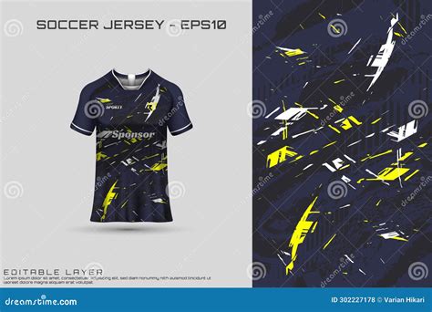 A Dark Soccer Jersey with a Yellow and Black Design Stock Vector - Illustration of sports, close ...