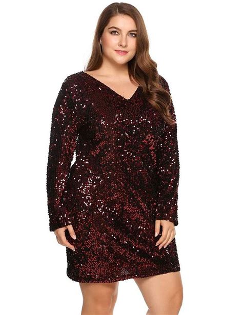 Zeagoo Womens Plus Size Glitter Bodycon Sequin Cocktail Party Club