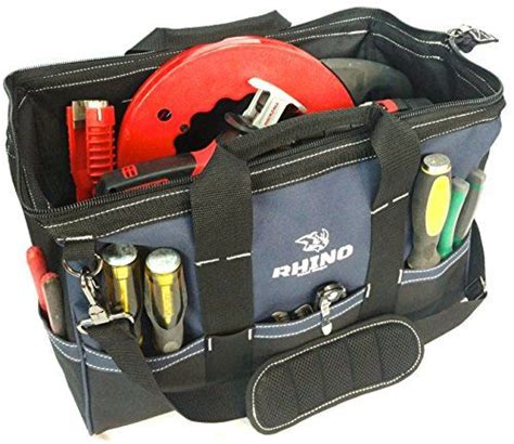 Rhino In Heavy Duty Wide Mouth Contractor Tool Bag With Back Saver