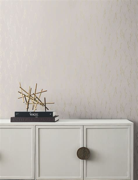 Sprigs Light Grey & Gold Wallpaper by York Wall | Decorilla