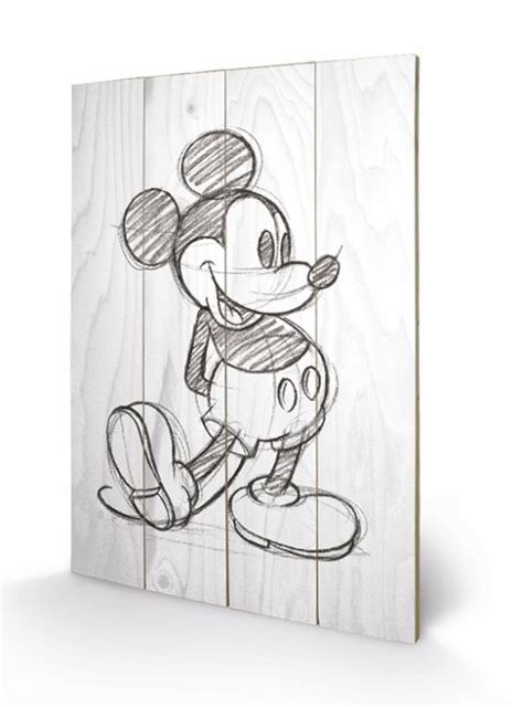 Mickey Mouse Sketched Single Wooden Art Sold At Ukposters