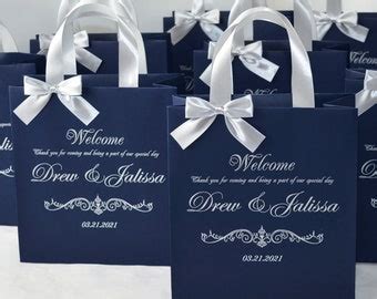 Chic Wedding Welcome Bags With Satin Ribbon Handles Bow Etsy