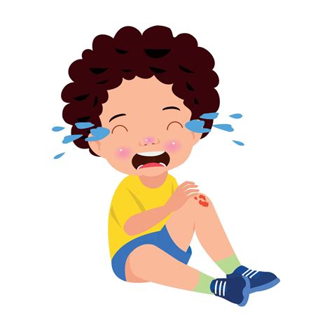 Sad Knee Bleeding Boy Fell Down 22207443 Vector Art At Vecteezy