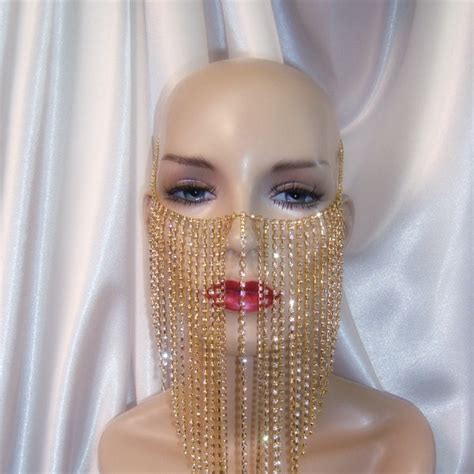 Rhinestone Mouth Veil Etsy