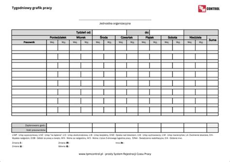 Grafik Czasu Pracy Pobierz Darmowy Wzór TPM Control