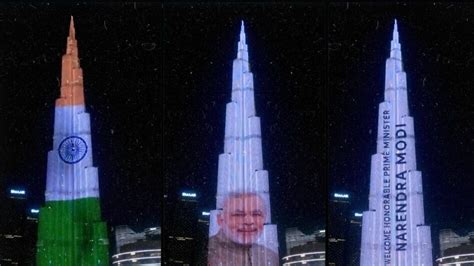 बुर्ज खलीफा पर तिरंगे के साथ Pm मोदी का फोटो Uae में ऐसा हुआ स्वागत