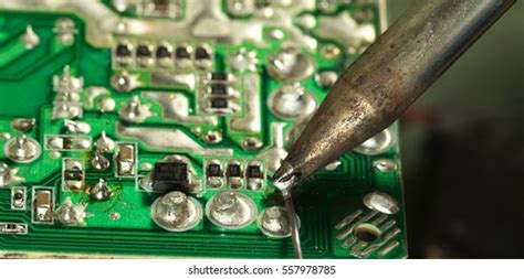 Closeup Soldering Electronic Circuit Board Stock Photo 557978785 ...