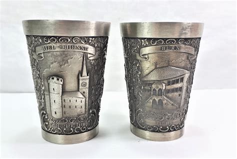 Beautiful Engraved German Pewter Shot Glass Steins Home And Living Drink And Barware Kitchen