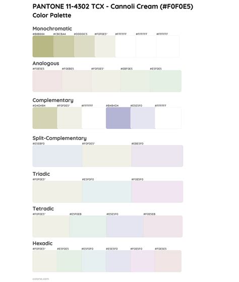 Pantone Tcx Cannoli Cream Color Palettes Colorxs