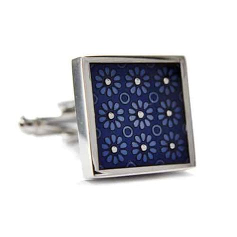 Blue Flower Pattern Cuff Links The Cufflink Club Adelaide