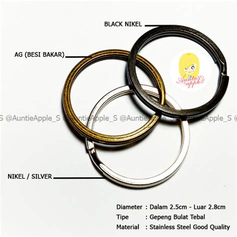 Jual RING GANTUNGAN KUNCI WARNA BLACK NIKEL BESI BAKAR DIAMETER 25MM