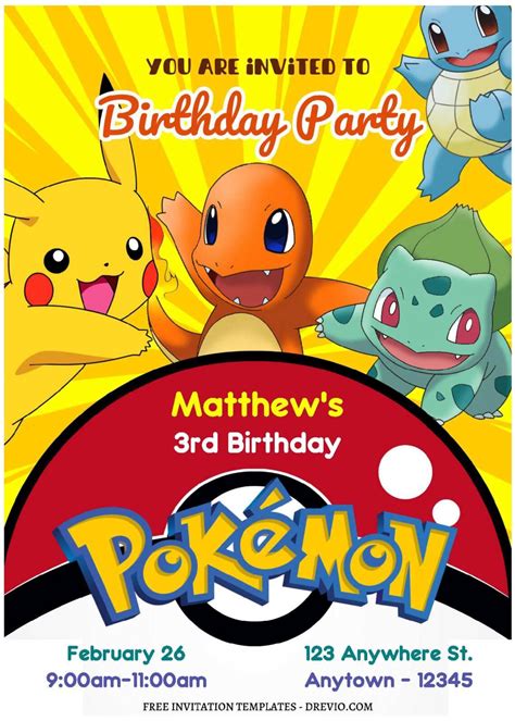 Free Editable Pdf Get Ready To Evolve Pokemon Birthday Invitation