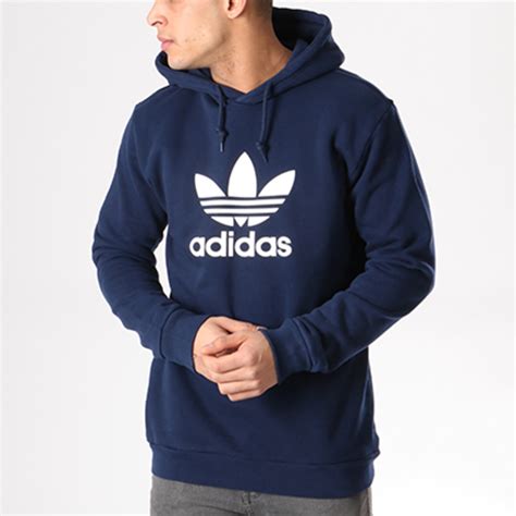 Adidas Originals Sweat Capuche Trefoil Cx1900 Bleu Marine Blanc