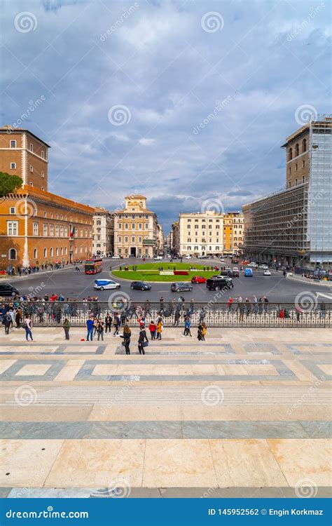 Opini n Del Paisaje Urbano En La Plaza Venezia En Roma Fotografía