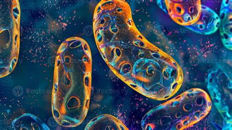 Microscopic view of the inner mitochondrial membrane with proton pumps ...