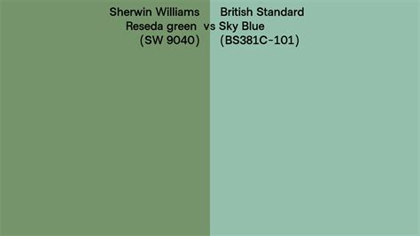 Sherwin Williams Reseda Green Sw 9040 Vs British Standard Sky Blue