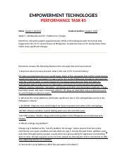 WEEK 5 PT 5 In EMTECH Docx EMPOWERMENT TECHNOLOGIES PERFORMANCE TASK