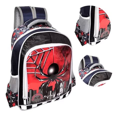 Mochila Infantil Grande De Spider Man Para Ni Os Color Azul Dise O De