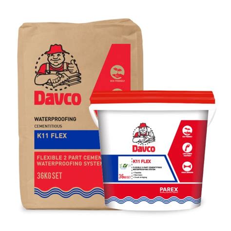 Davco K11 Flex Grey Nf Set 36kg 2 Parts Flexible Cementitious