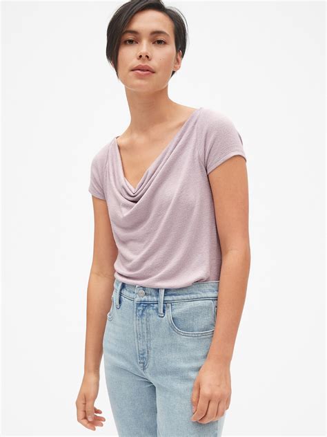 Softspun Short Sleeve Cowl Neck Top Gap