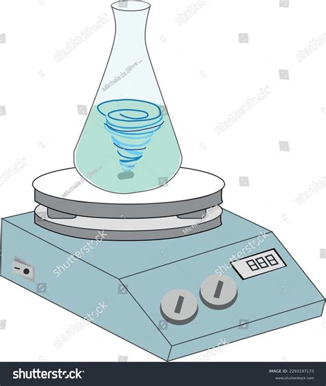 Benchtop Magnetic Stirrer Stirring Blue Solution Stock Vector Royalty