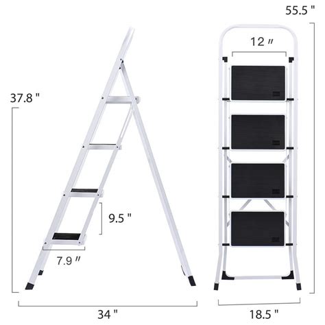 DELXO Step Ladder Folding Step Stool 4 Step Ladder With Handrails Heavy