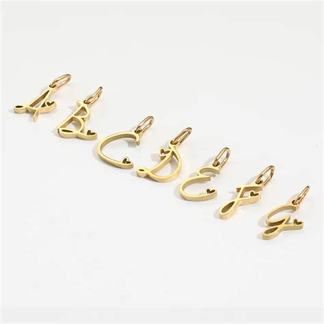 Emanco Personalized Stainless Steel Heart Alphabet Pendant Diy