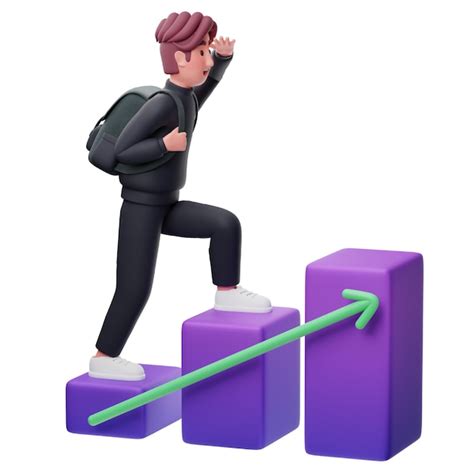 Premium Psd A Man Walking On The Ladder Of Growth Progress D Icon