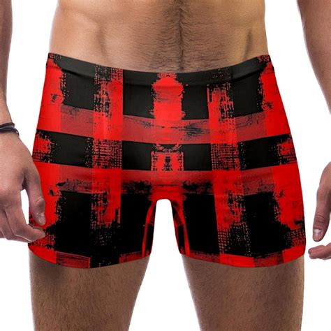 Mens Swim Briefs Mens Athletic Swimwear Briefs Vintage Red Black