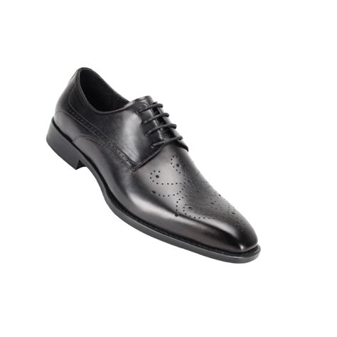 Giovanni Black Lace Up Mens Leather Dress Shoe Perforated Pattern D Design Menswear