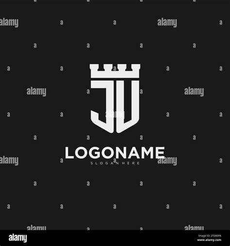 Initials Ju Logo Monogram With Shield And Fortress Design Vector