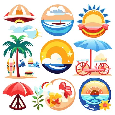 Premium Vector Sticker Set Summer Beach Vector