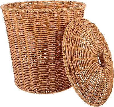 Amazon Maxcheck Sets Wicker Trash Can With Lid And Plastic