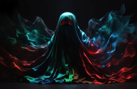 Premium AI Image | A spooky ghost with glowing red eyes on a dark stage