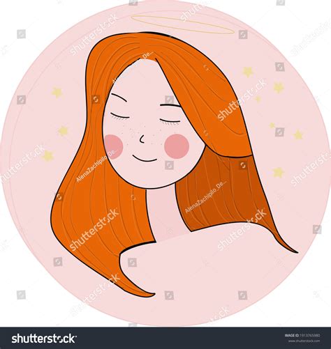 Icon Cute Girl Red Hair Stock Vector Royalty Free 1913765980