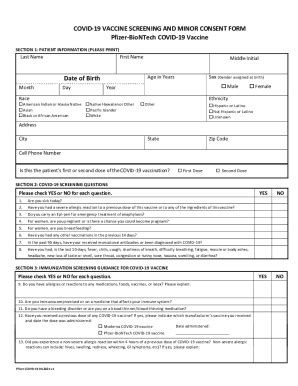 Fillable Online Hchd Pfizer Covid Vaccine Screening And Consent Form