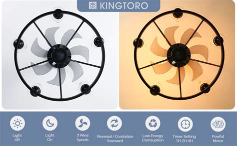 Kingtoro Modern Black Ceiling Fan With Light Blades Farmhouse