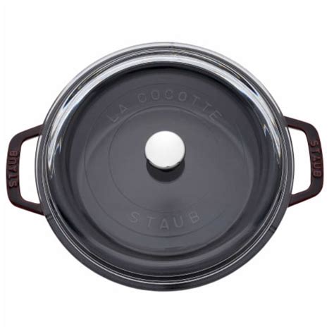 Staub Cast Iron Qt Round Cocotte With Glass Lid Grenadine Qt