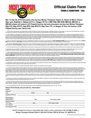 Fillable Online Official Claim Form Tires Tires Tires Fax Email Print