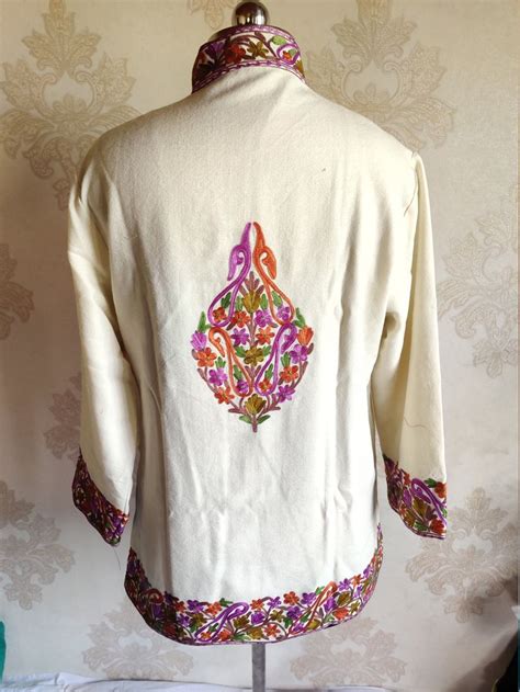 Kashmiri Jacket Wool Embroidered Coat Floral Indian Coat Short