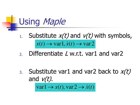 Ppt Maple For Lagrangian Mechanics Powerpoint Presentation Free