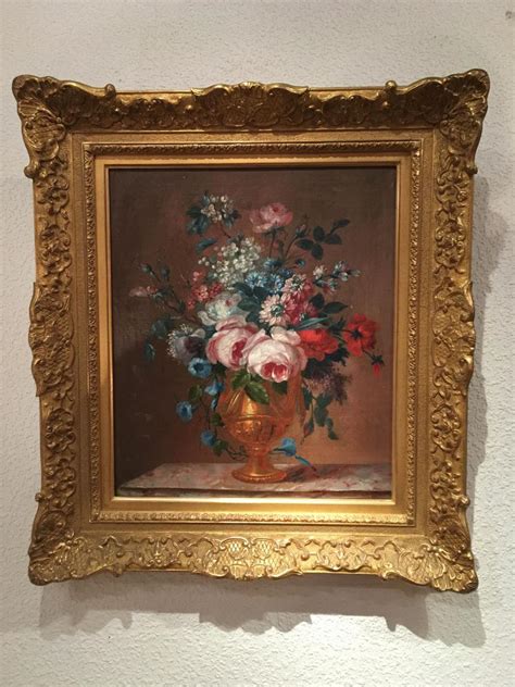 Huile Sur Toile Bouquet De Fleurs Dans Le Goût Du XVIII ème époque Fin