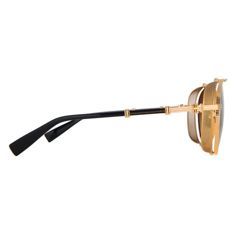 Balmain Brown And Gold Tone Titanium Brigade Ii Sunglasses Balmain Eyewear Avvenice