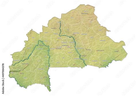 Isolated Map Of Burkina Faso With Capital National Borders Important