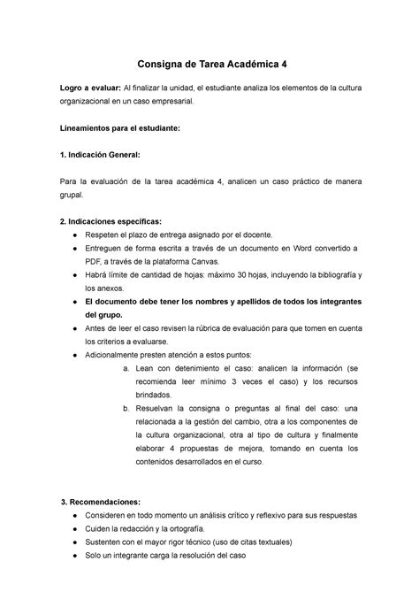 Tareaacademica Indicaciones An Consigna De Tarea Acad Mica